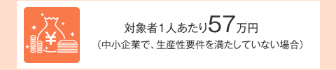 対象者1人あたり57万円（中小企業で、生産性要件を満たしていない場合）