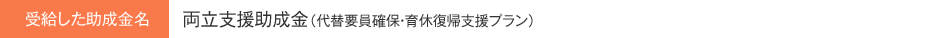 受給した助成金名 両立支援助成金（代替要員確保・育休復帰支援プラン）