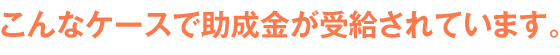 こんなケースで助成金が受給されています。